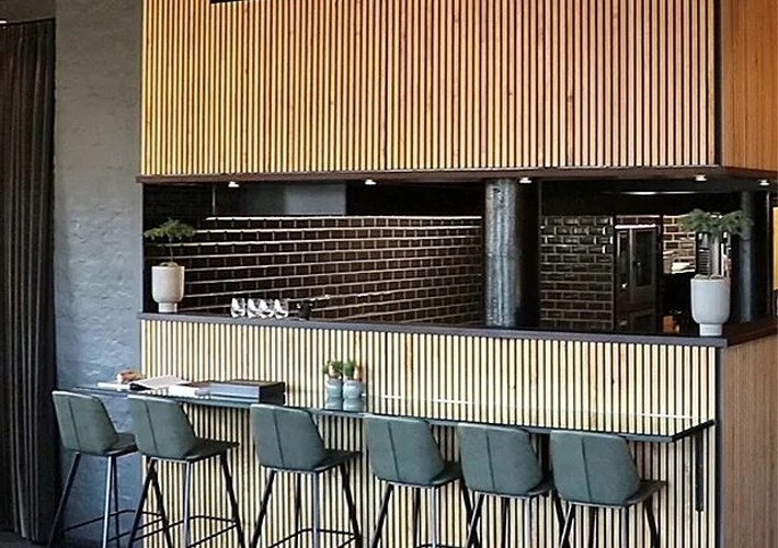 Slated Commercial Slatted Wood Wall Panels for Hotels, Restaurants, and Commercial Spaces ...